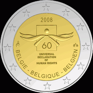 België 2 Euro 2008 Mensenrechten UNC